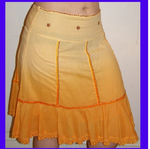 Magic Dresses & Skirts - New Orange "Magic" ombre peasant boho skirt L 8-10
